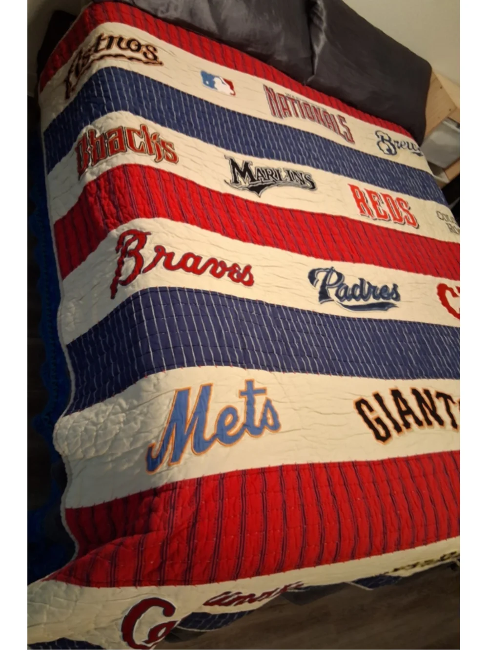2008 POTTERY BARN KIDS x MLB Baseball Quilt Blanket Full Queen Multicolor Heavy